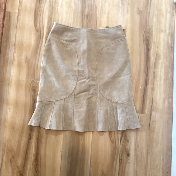 Moda International Dresses & Skirts - NWOT 100% Genuine Leather Suede Moda International Taupe Skirt